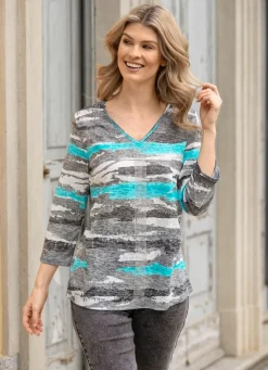 Shirt mit silberfarbenen Zierplättchen