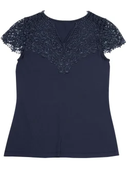 Shirt mit Spitzenverarbeitung