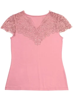 Shirt mit Spitzenverarbeitung