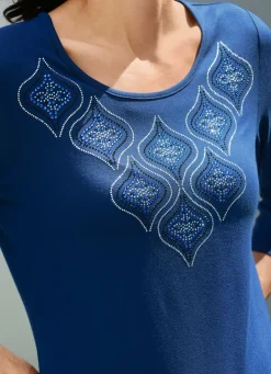 Shirt mit Strasszier im Vorderteil
