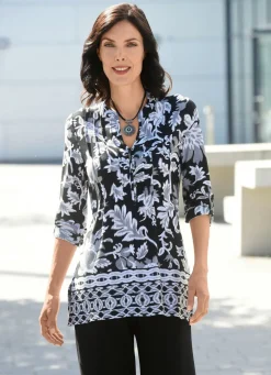 Shirt-Tunika mit Bordürendruck