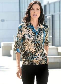 Shirt-Tunika mit gesmokten Armabschlüssen