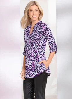 Shirt-Tunika mit Stehkragen