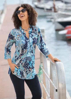 Shirt-Tunika mit Zierknopfleiste