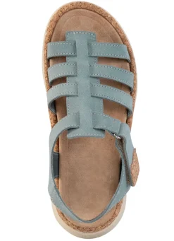 Stegspangen-Sandale mit Kork-Besätzen