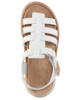 Stegspangen-Sandale mit Kork-Besätzen