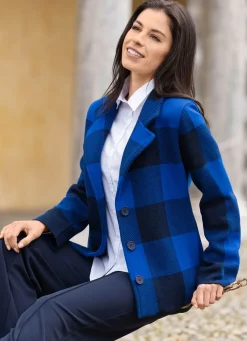 Strickblazer in grafischem Jacquardmuster