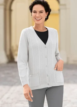 Strickjacke mit feinen Strukturstreifen