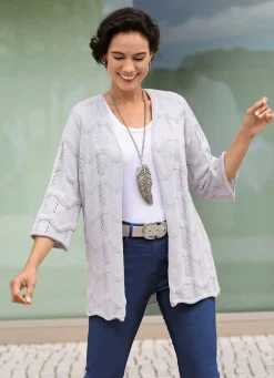 Strickjacke mit Mustermix im Wellendessin