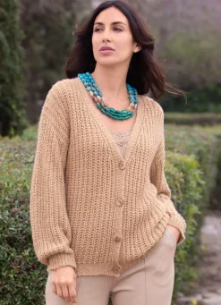 Strickjacke mit Paillettengarn