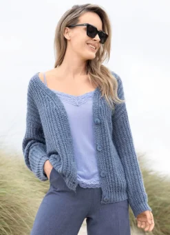 Strickjacke mit Paillettengarn