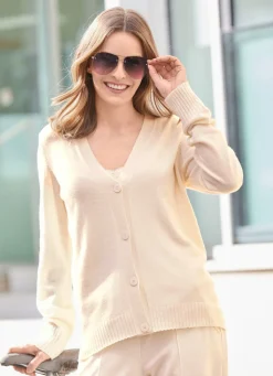 Strickjacke mit Schurwolle und Kaschmir