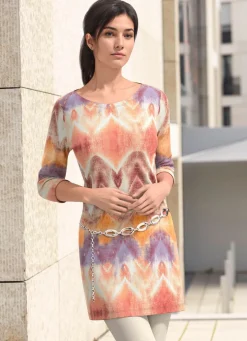 Strick-Tunika in bedrucktem Feinstrick