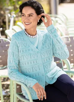 Strick-Twinset mit Ajourakzenten