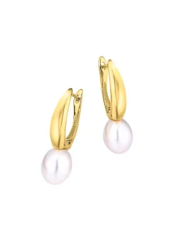 Tropfenförmige Ohrringe mit Süßwasser-Zuchtperlen