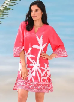 Tunika mit Palmendruck, reine Baumwolle