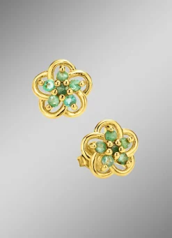 Vergoldete Ohrstecker mit echt Smaragd