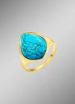 Vergoldeter Damenring mit Türkis