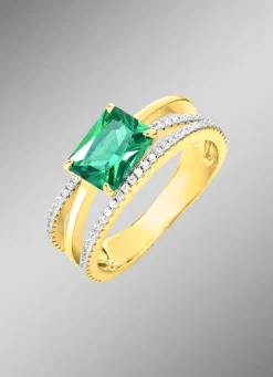 Vergoldeter Damenring mit Zirkonia