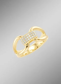 Vergoldeter Damenring mit Zirkonia