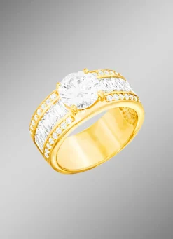 Vergoldeter Damenring mit Zirkonia