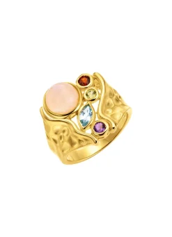 Vergoldeter Damenring mit Edelsteinen