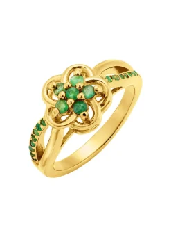 Vergoldeter Damenring mit echt Smaragd