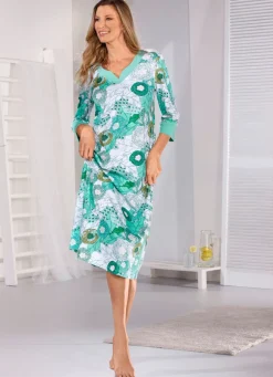 Wadenlanges Laurina Nachthemd mit 3/4 langen Ärmeln