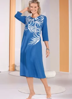 Wadenlanges Laurina Nachthemd mit 3/4-langen Ärmeln