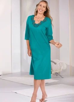 Wadenlanges Nachthemd mit Stickereispitze