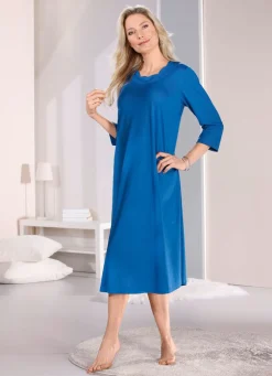 Wadenlanges Nachthemd mit 3/4 langen Ärmeln