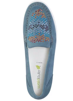 Waldläufer Mokassin-Slipper mit bunten Glitzersteinchen besetzt