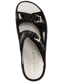 Waldläufer Pantolette mit Metallschmuck mit Glitzersteinchen