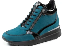 Waldläufer Schnür-Bootie mit Besätzen aus Lackleder