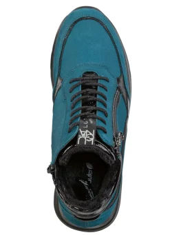 Waldläufer Schnür-Bootie mit Besätzen aus Lackleder