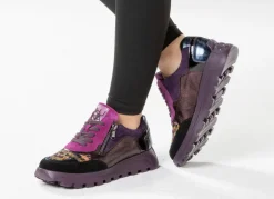 Waldläufer Schnür-Sneaker mit buntem Textilmaterial kombiniert