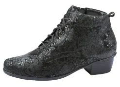 Waldläufer Schnür-Stiefelette mit floraler Prägung