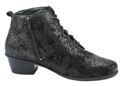 Waldläufer Schnür-Stiefelette mit floraler Prägung