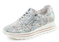 Waldläufer Sneaker aus floral bedrucktem Nubukleder
