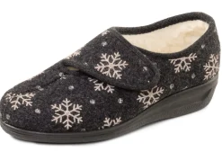 Warme Damen-Hausschuhe, Weite H, mit Klettverschluss