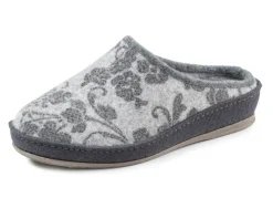 Wollfilz-Pantoffel mit floralem Druck