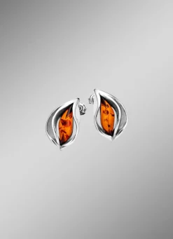 Zeitlos elegante Ohrstecker mit echt Bernstein