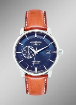 Zeppelin-Automatik-Herrenuhr mit Edelstahlgehäuse und Lederband