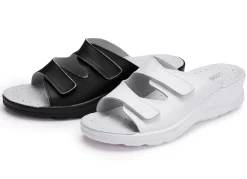 Zweierpack klassische Damen-Pantoletten, Weite H, mit Klettverschluss