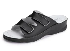 Zweierpack klassische Damen-Pantoletten, Weite H, mit Klettverschluss