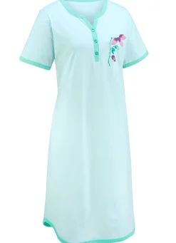 Zweierpack Nachthemden, Knielang mit Knopfleiste und kurzen Ärmeln