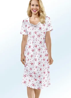 Zweierpack Nachthemden mit Rundhals und Alloverdessin