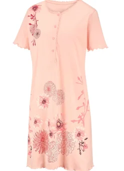 Zweierpack Nachthemden mit Knopfleiste und gebogten Abschlüssen