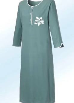 Zweierpack Nachthemden, uni und allover dessiniert mit Knopfleiste