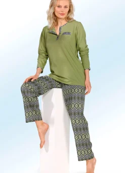 Zweierpack Schlafanzüge mit Brusttasche und Knopfleiste